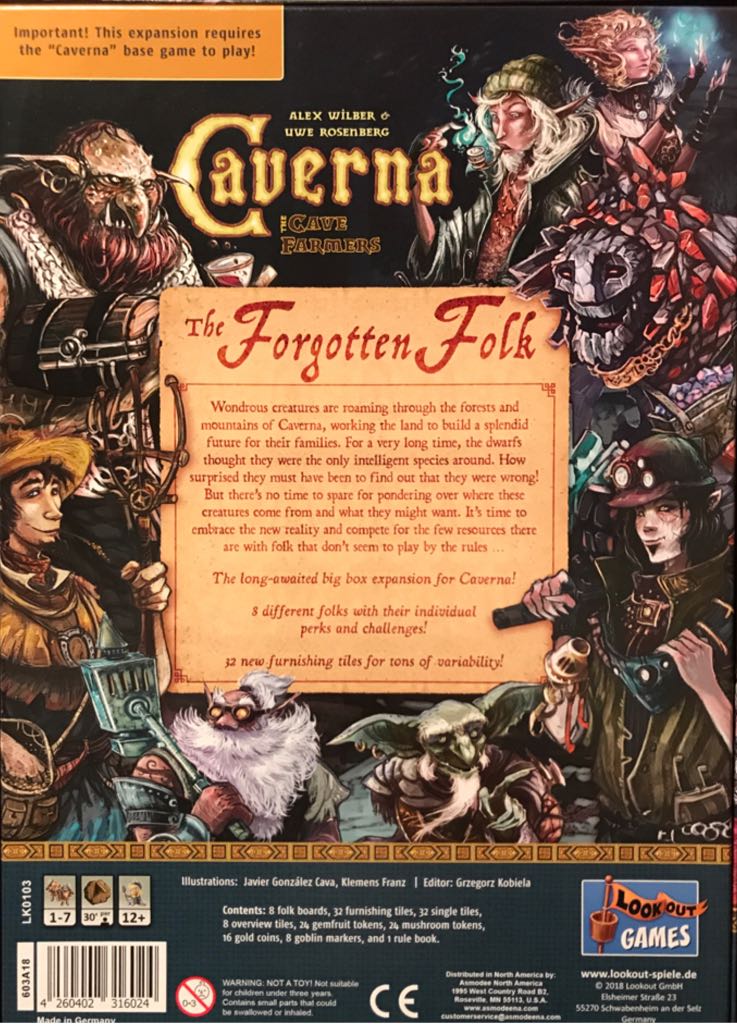 Caverna: The Cave Farmers - The Forgotten Folk expansion  (1-7) board game collectible [Barcode 4260402316024] - Main Image 2