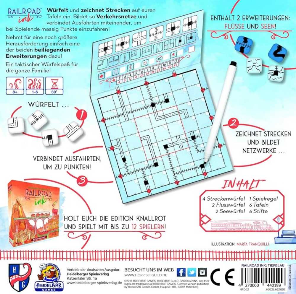 Railroad Ink: Deep Blue Edition  (1-6) board game collectible - Main Image 2