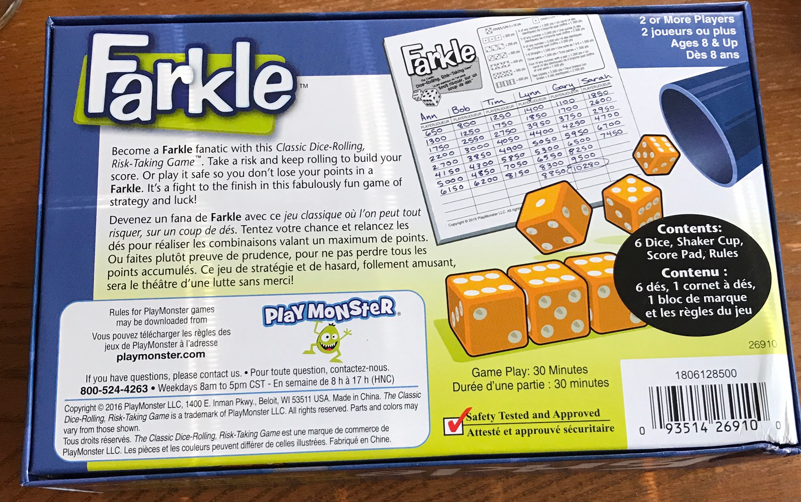 Farkle  (2+) board game collectible [Barcode 093514269100] - Main Image 2