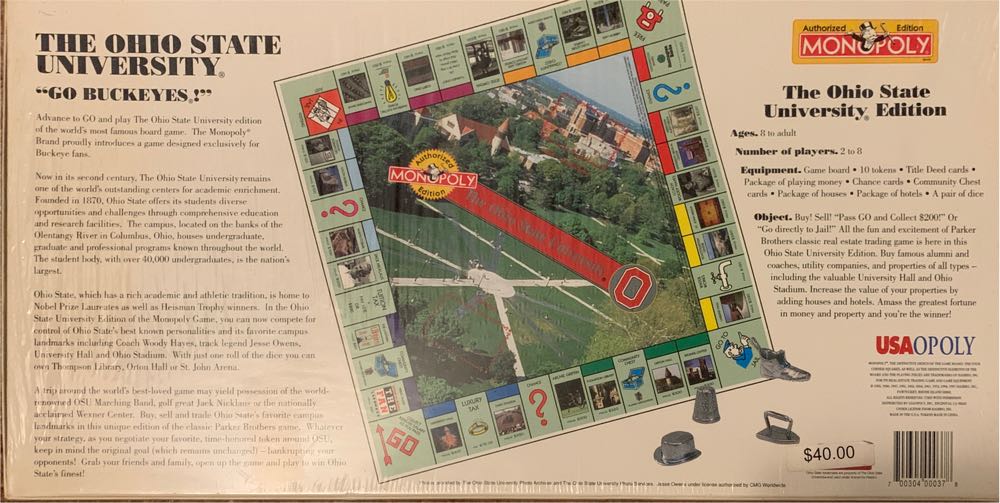 Monopoly - The Ohio State University  (2-8) board game collectible [Barcode 700304000378] - Main Image 2