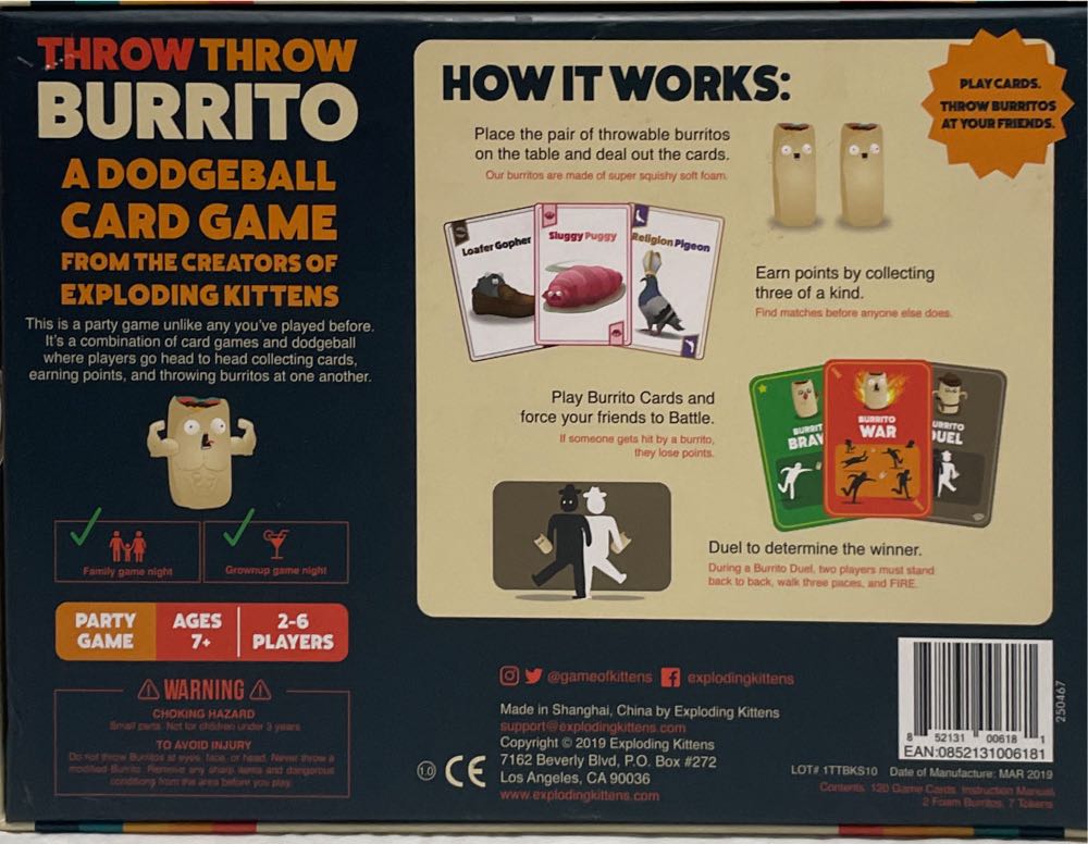 Throw Throw Burrito Kickstarter Version  (2-6) board game collectible [Barcode 852131006181] - Main Image 3