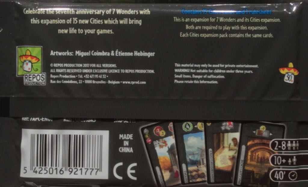 7 Wonders: Cities Anniversary Pack  board game collectible [Barcode 5425016921777] - Main Image 2