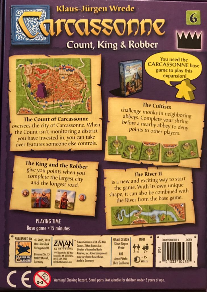 Carcassonne: 6 Count, King & Robber  (2-6) board game collectible [Barcode 841333104351] - Main Image 2