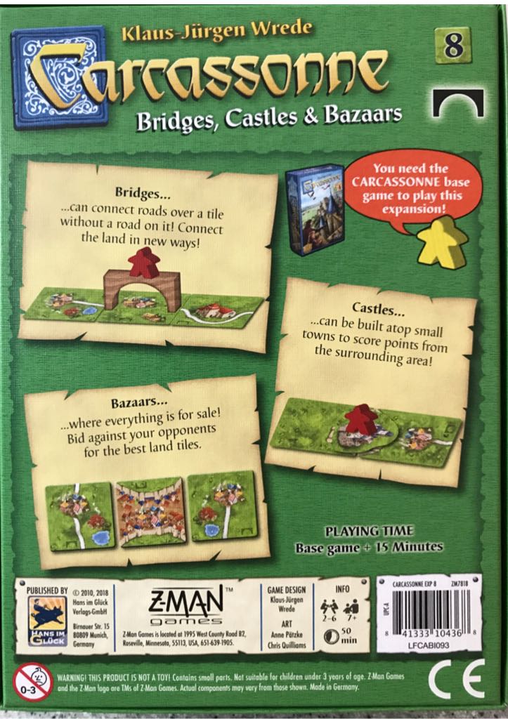 Carcassonne: 8 Bridges, Castles & Bazaars  (2-6) board game collectible [Barcode 841333104368] - Main Image 2