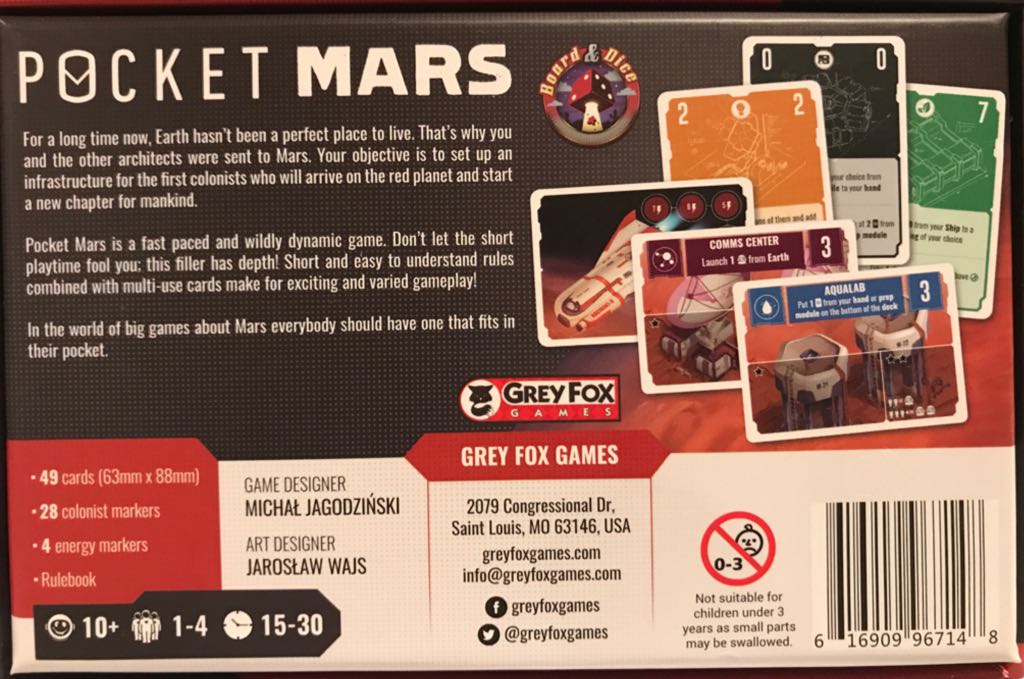 Pocket Mars  (1-4) board game collectible [Barcode 616909967148] - Main Image 2