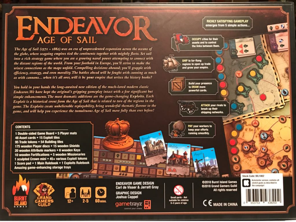 Endeavor: Age of Sail  (2-5) board game collectible [Barcode 653753438202] - Main Image 2