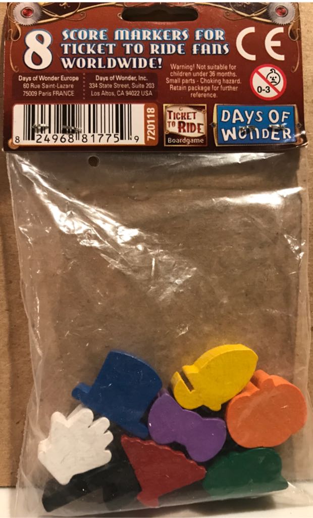 Ticket to Ride: Character Score Markers  board game collectible [Barcode 824968817759] - Main Image 2