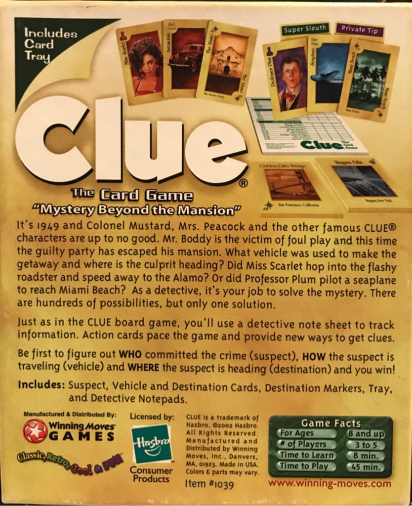 Clue: The Card Game board game collectible - Main Image 2