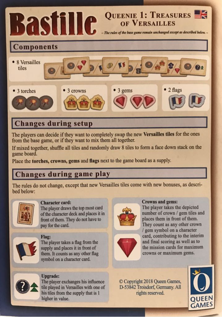 Bastille: Queenie 1 Treasures of Versailles  (2-4) board game collectible [Barcode 4010350464014] - Main Image 2