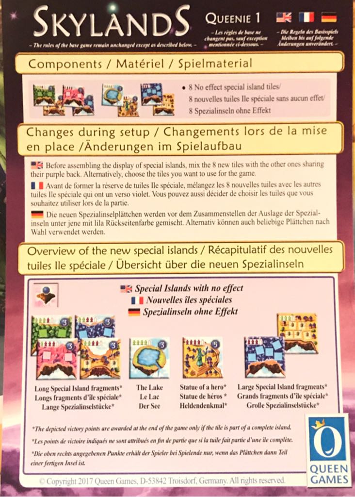 Skylands: Queenie 1 No Effect Islands  (2-4) board game collectible [Barcode 4010350464526] - Main Image 2