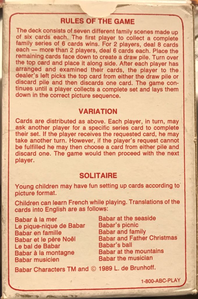 Barbar 7 Families Card Game, The  board game collectible - Main Image 2