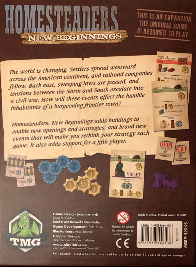 Homesteaders: New Beginnings  board game collectible [Barcode 9781938146138] - Main Image 2