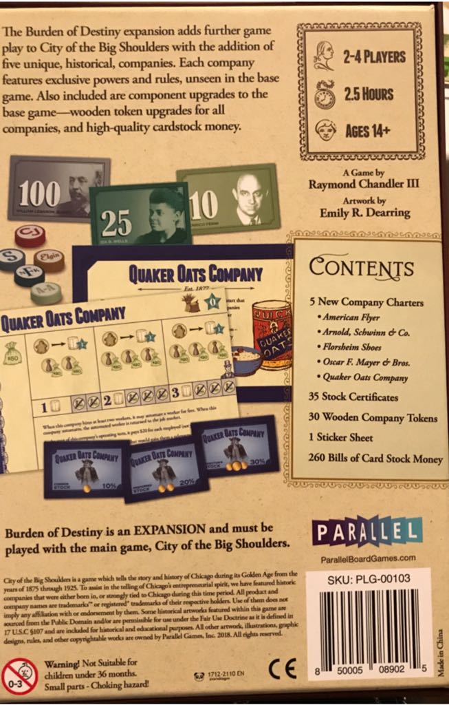 City of the Big Shoulders: Burden of Destiny  board game collectible [Barcode 850005089025] - Main Image 2