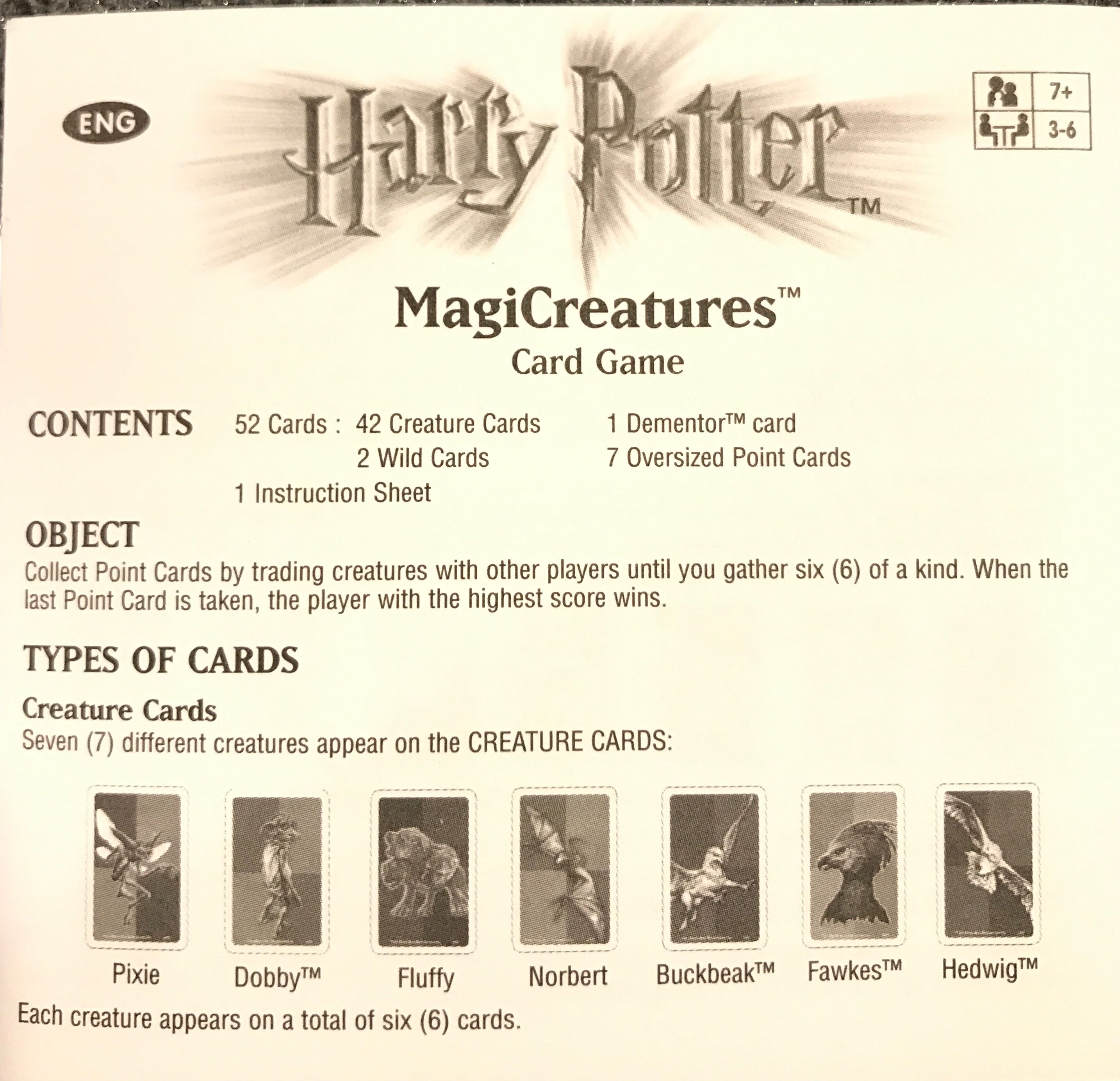 Harry Potter Magic Creatures Card Game  (3 to 6) board game collectible [Barcode 027084104653] - Main Image 4
