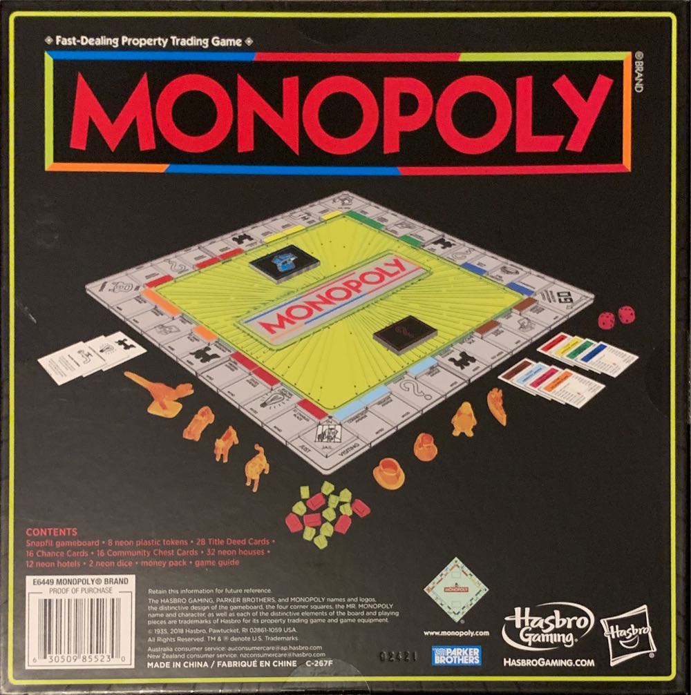 Monopoly Neon  (2-6) board game collectible [Barcode 630509855230] - Main Image 2