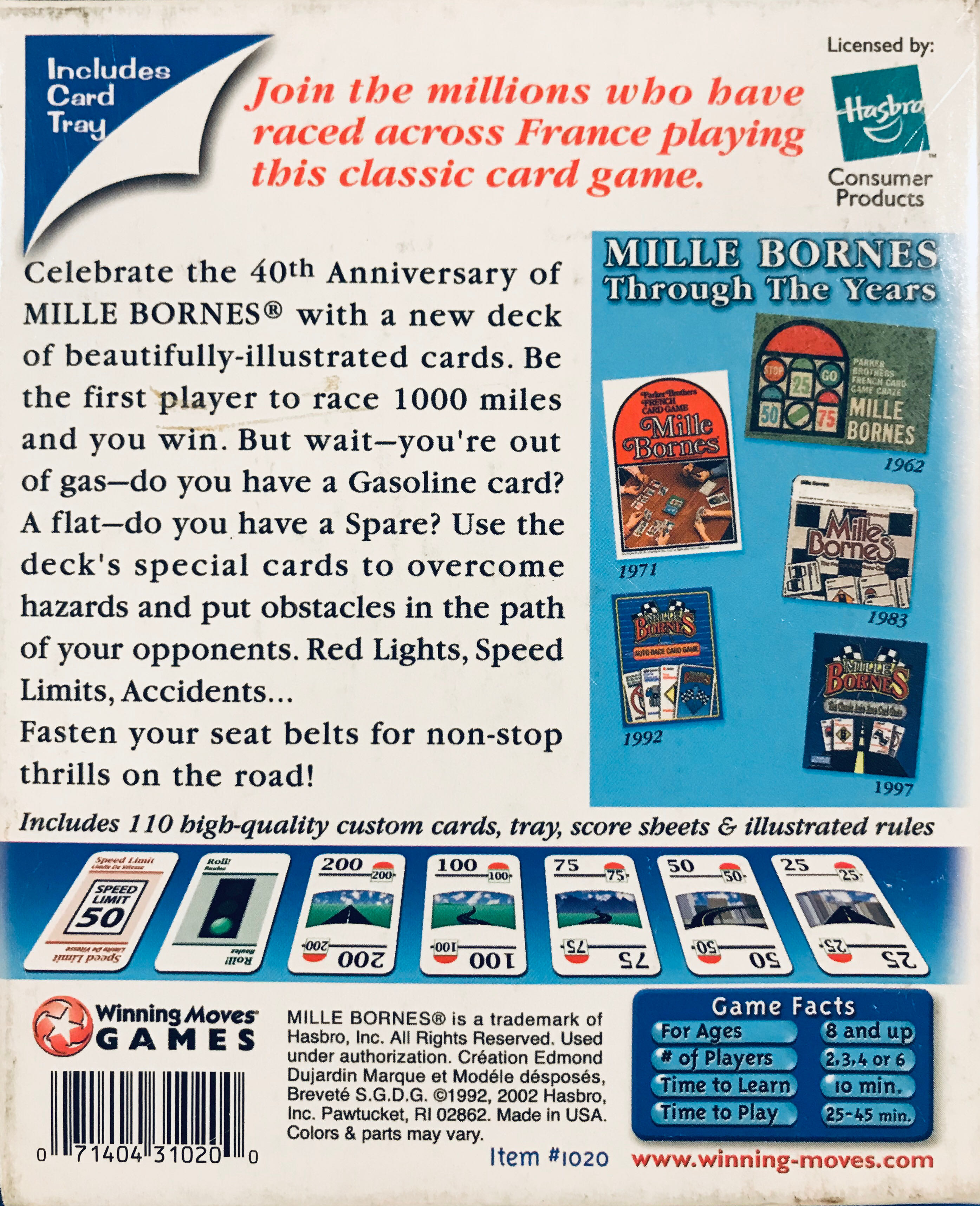 Mille Bornes: 40th Anniversary Edition  (2-6) board game collectible [Barcode 071404310200] - Main Image 2