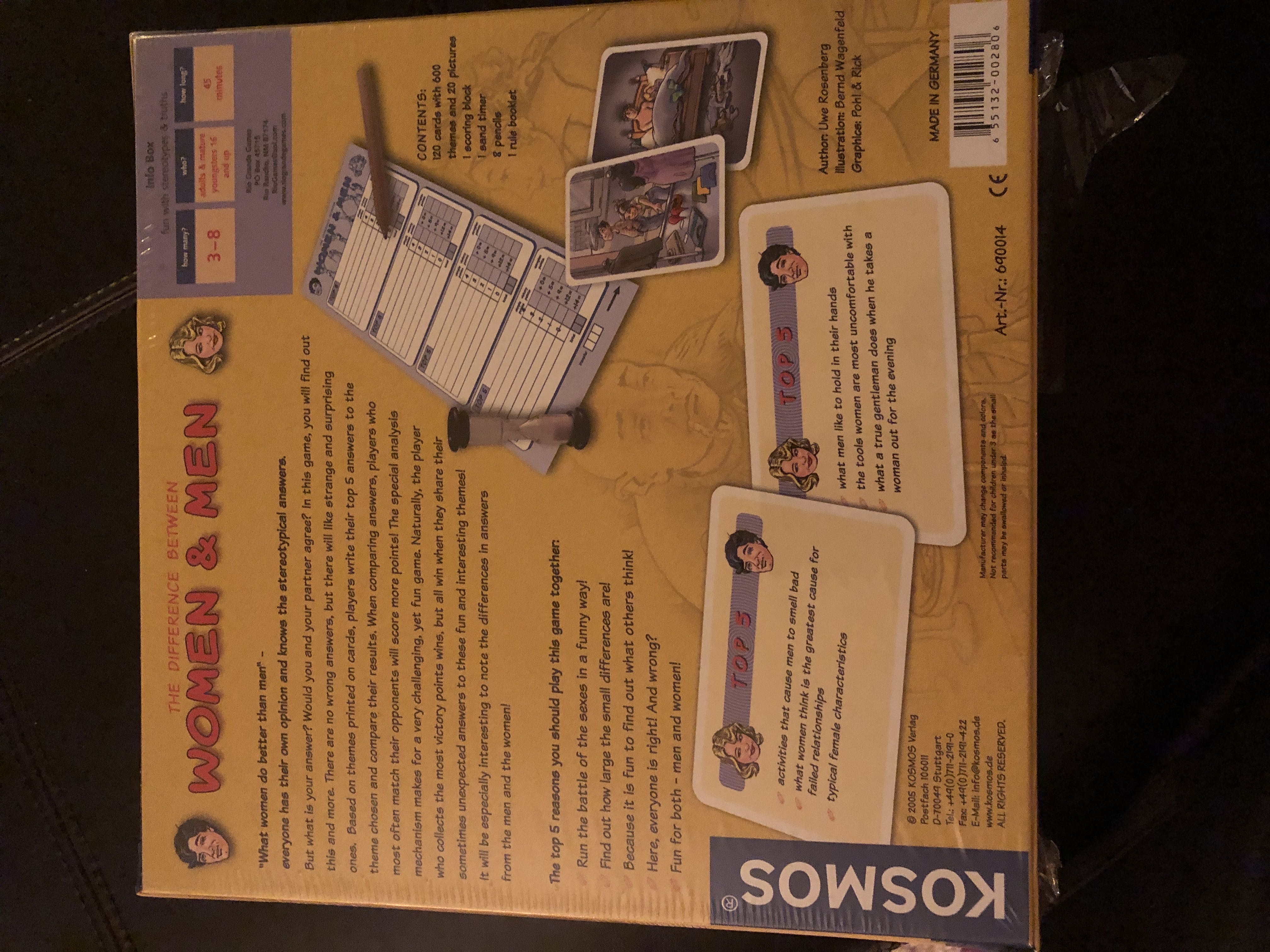 The Difference Between Women & Men  board game collectible [Barcode 655132002806] - Main Image 2