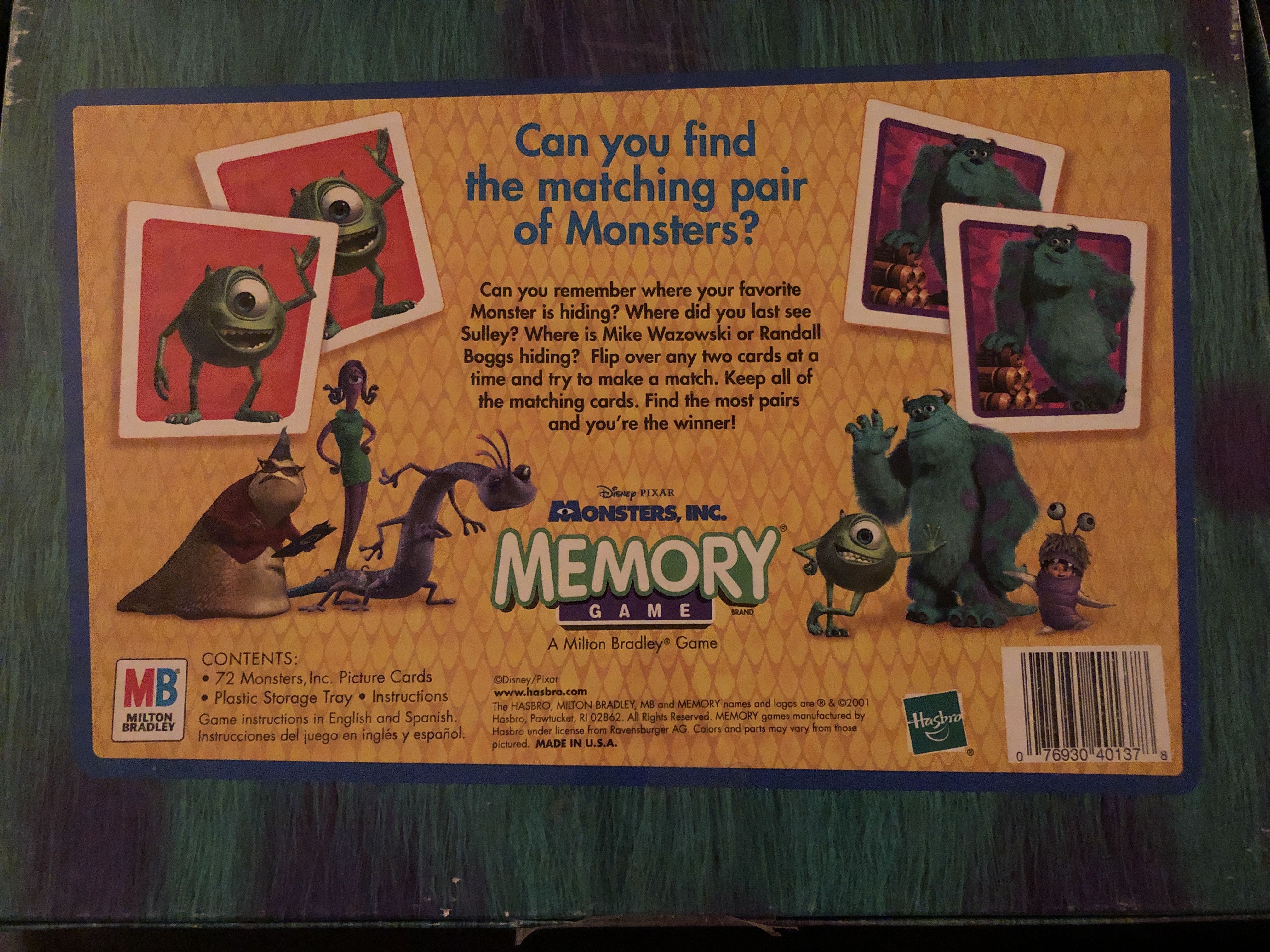 Monsters, Inc. Memory Game  (1+) board game collectible [Barcode 076930401378] - Main Image 2