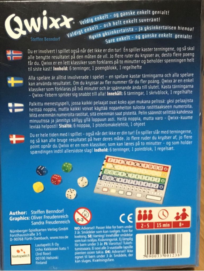 Qwixx  (2-5) board game collectible [Barcode 7090033001238] - Main Image 2