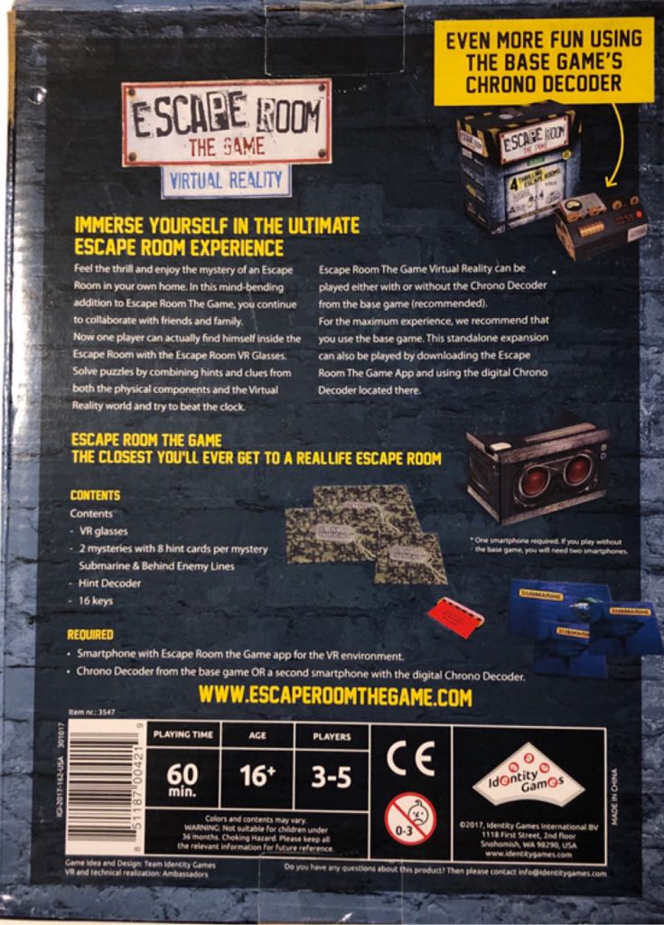 Escape Room The Game - Virtual Reality  (2-5) board game collectible [Barcode 851187004219] - Main Image 2