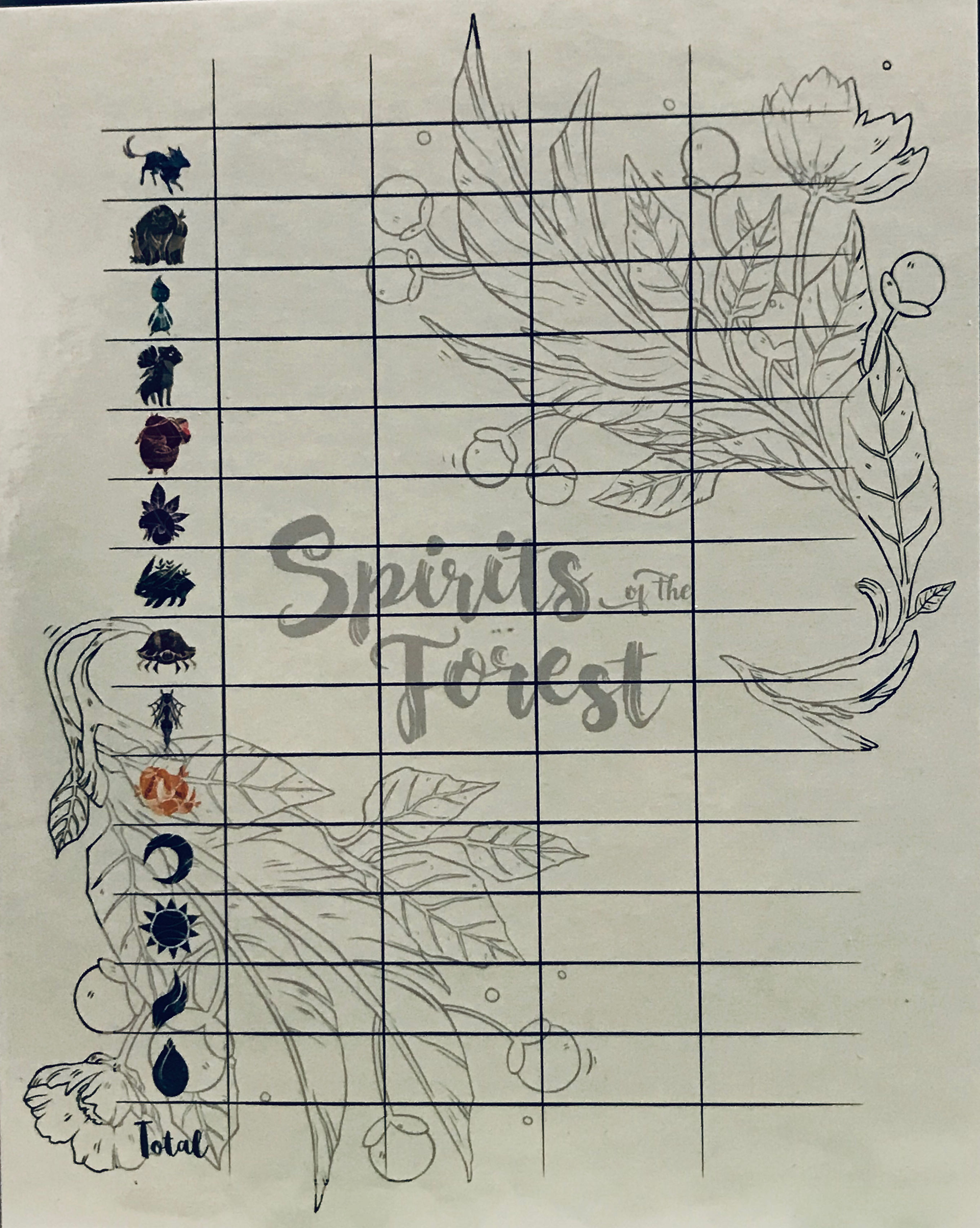 Spirits of the Forest: Dry Erase Score Board  (1-4) board game collectible [Barcode 602573705001] - Main Image 2