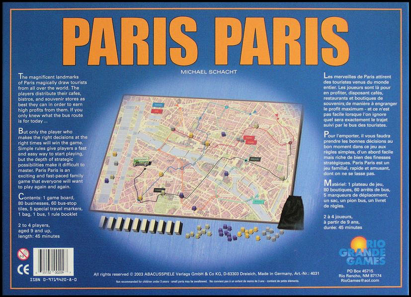 Paris Paris  (2-4) board game collectible [Barcode 655132002097] - Main Image 2