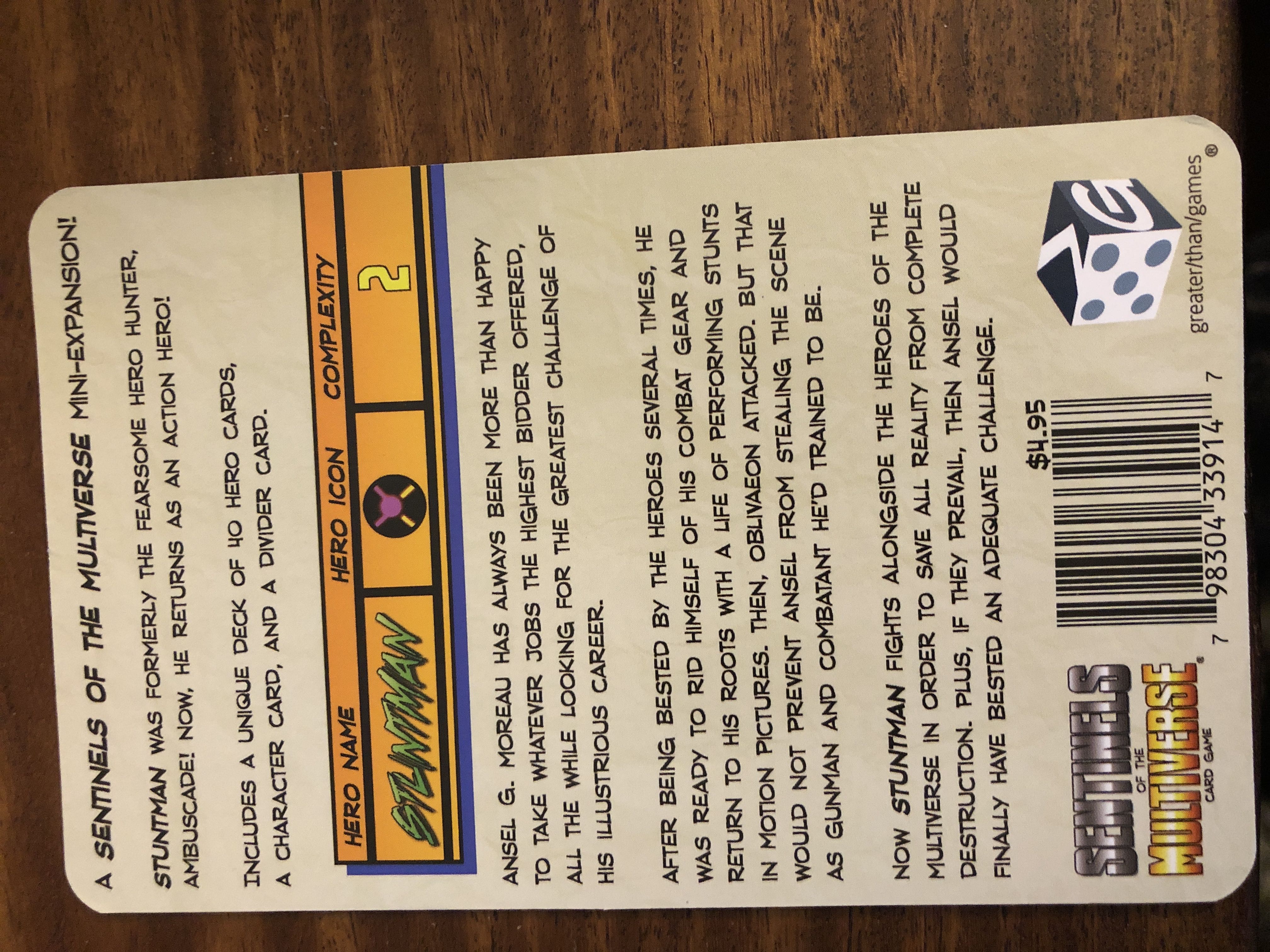 Sentinels Of The Multiverse -Stuntman Mini Expansion  board game collectible [Barcode 798304339147] - Main Image 2