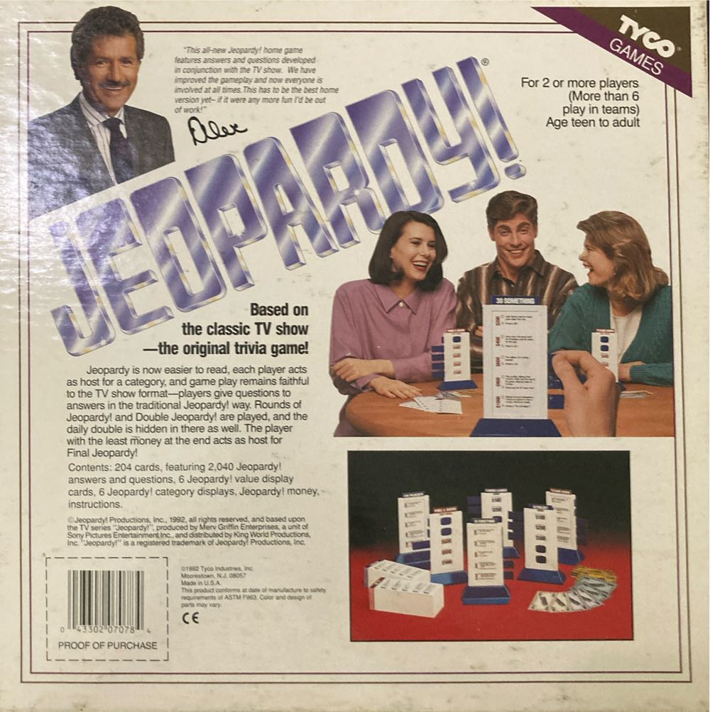 Jeopardy! (1992)  (2+) board game collectible [Barcode 043302070784] - Main Image 2