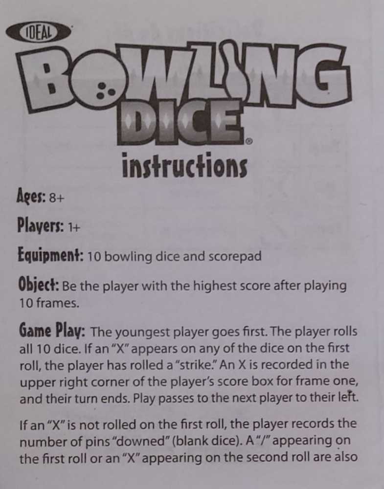 Bowling Dice  (1+) board game collectible [Barcode 031749700005] - Main Image 4