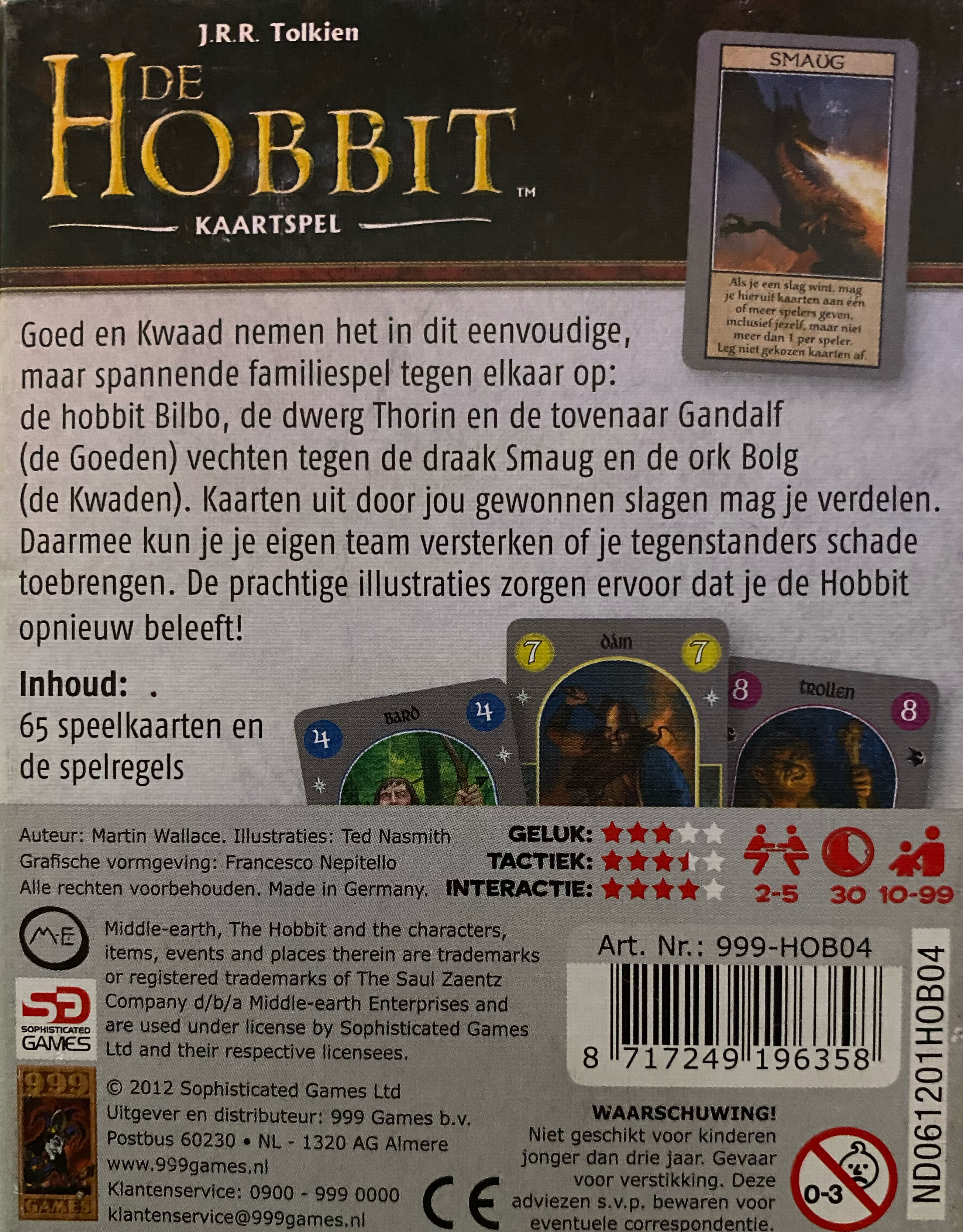 De Hobbit Kaartspel  (2-5) board game collectible [Barcode 8717249196358] - Main Image 2