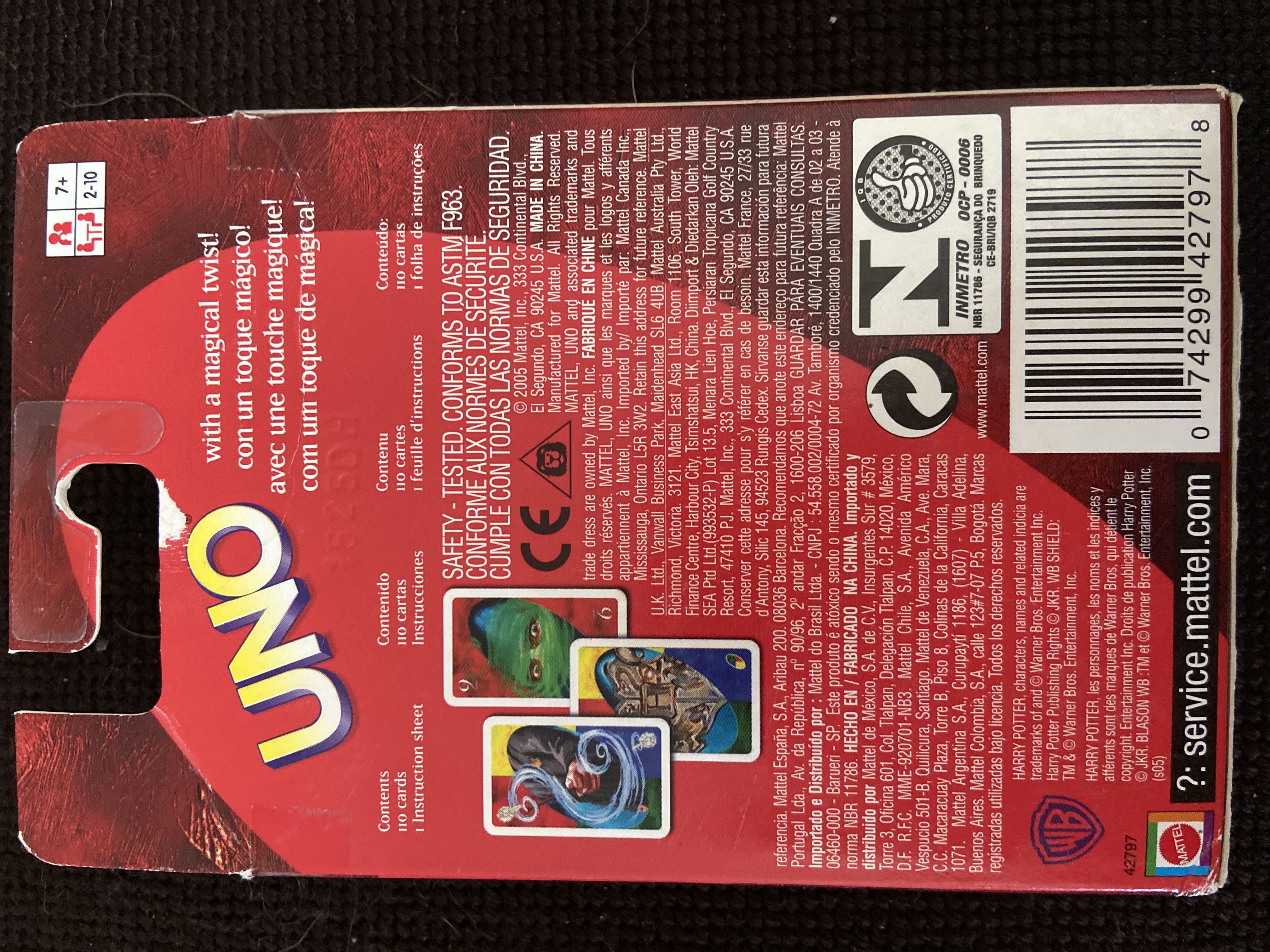 UNO: Harry Potter  (2-10) board game collectible [Barcode 074299427978] - Main Image 2