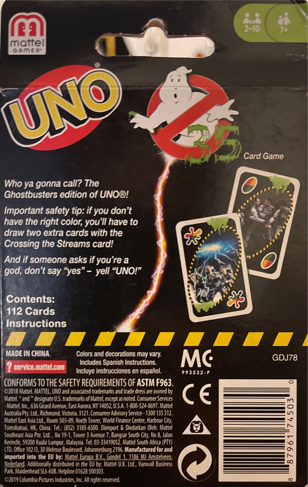 UNO Movies: UNO® GHOSTBUSTERS™ Edition  (2-10) board game collectible [Barcode 887961745030] - Main Image 2