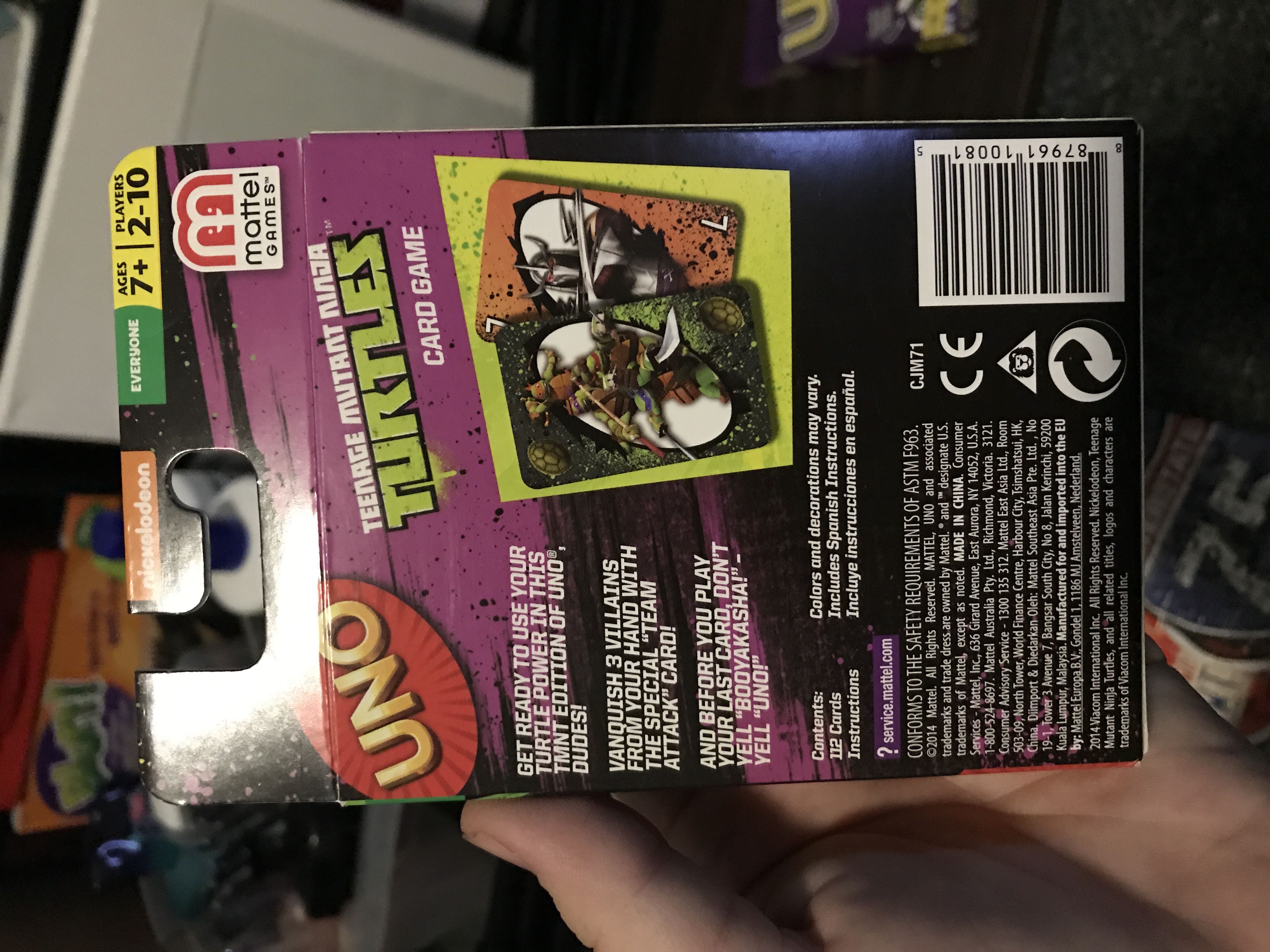 UNO: Teenage Mutant Ninja Turtles  (2-10) board game collectible [Barcode 887961100815] - Main Image 2