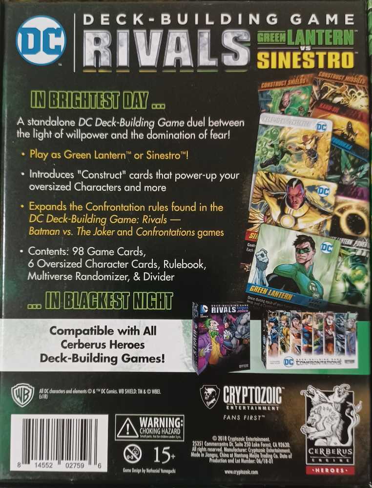 DC Deck Building Game: Rivals: Green Lantern VS Sinestro  (2) board game collectible [Barcode 814552027596] - Main Image 2