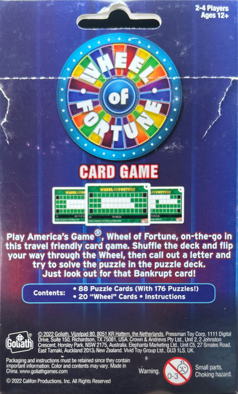 Wheel Of Fortune Card Game  (2-4 (2,3,4)) board game collectible [Barcode 632468008818] - Main Image 2