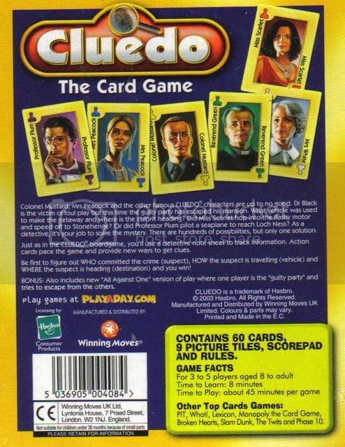 Cluedo Cards: CLUEDO® The CARD GAME  (3-5) board game collectible [Barcode 5036905004183] - Main Image 2