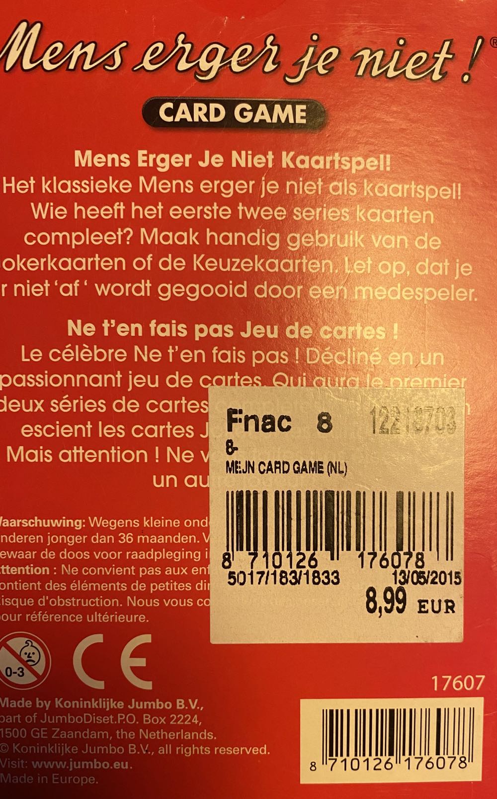 Mens Erger Je Niet Card Game  (2) board game collectible [Barcode 8710126176078] - Main Image 2
