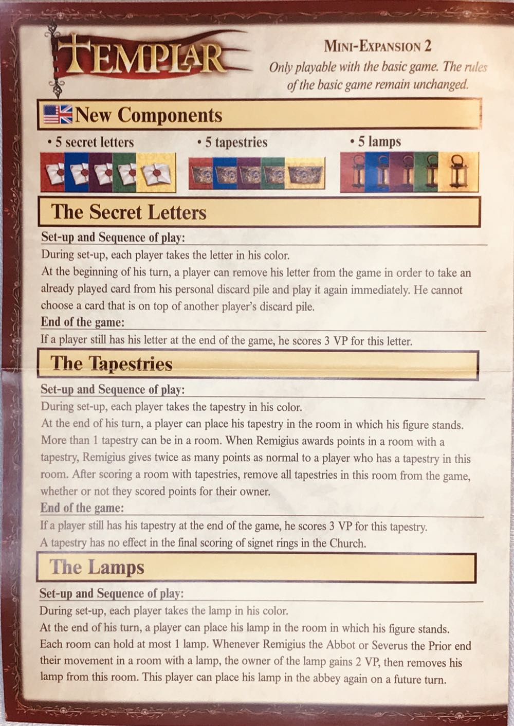 Templar - The Secret Treasures: Mini-Expansion 2  (2-5) board game collectible [Barcode 4010350460429] - Main Image 2