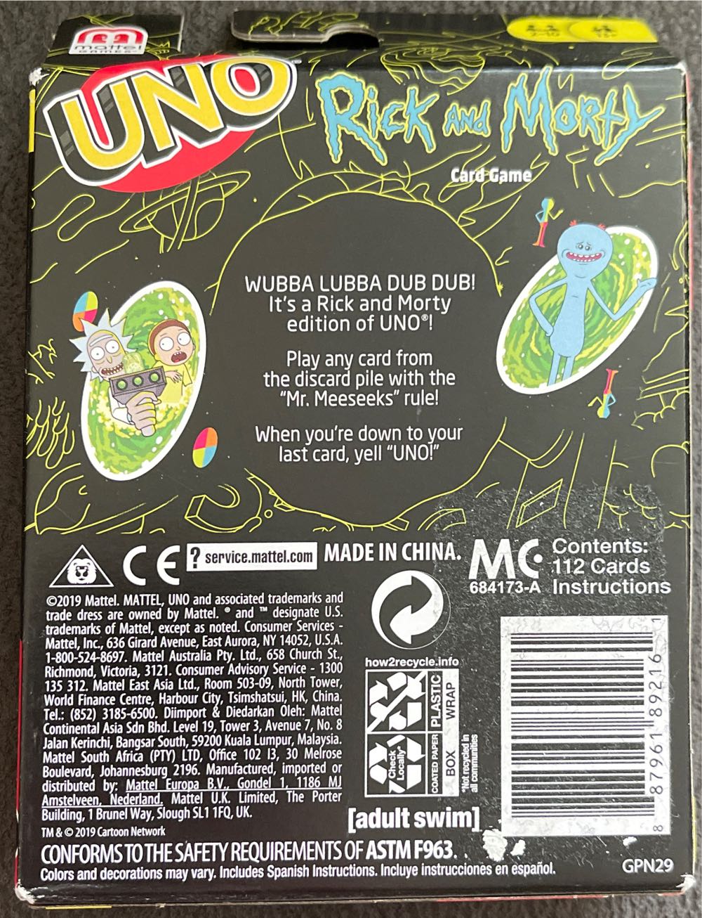 UNO-Rick and Morty  (2-10) board game collectible [Barcode 887961892161] - Main Image 2