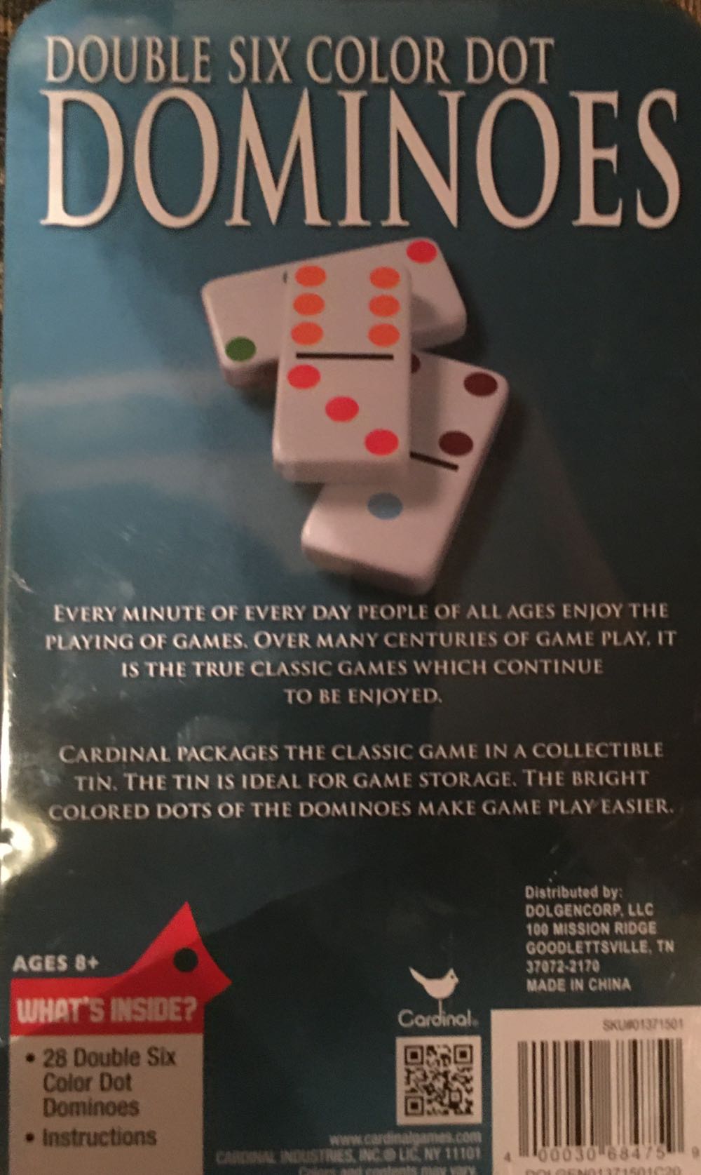 28 Double Six Color Dot Dominoes  (2-4 Players) board game collectible [Barcode 400030684759] - Main Image 2