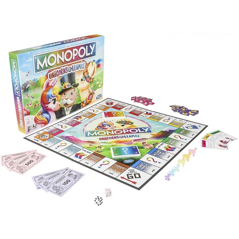 Monopoly: Unicorn Vs Llamas  (2-4) board game collectible [Barcode 630509905485] - Main Image 3
