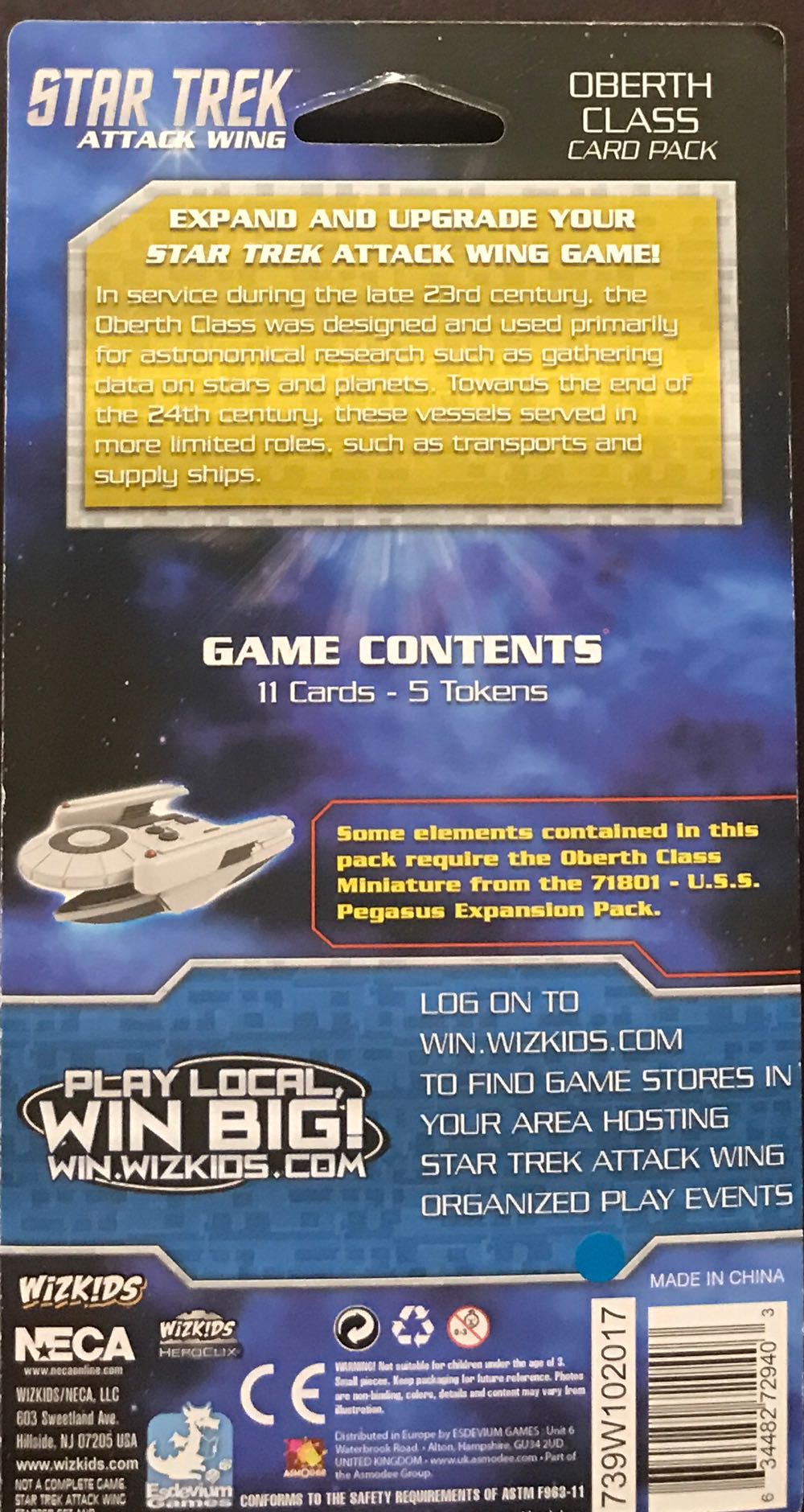 Star Trek Attack Wing Oberth Class Card Pack  board game collectible [Barcode 634482729403] - Main Image 2