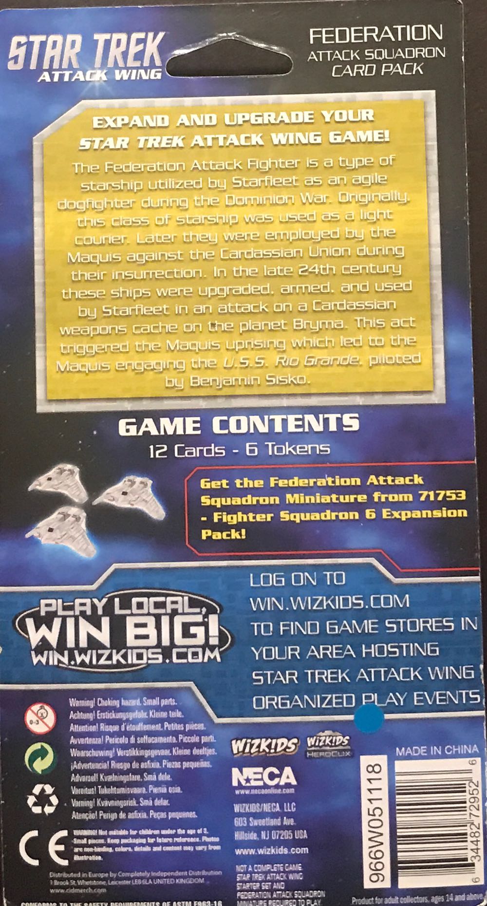 Star Trek Attack Wing Fédération Attack Squadron Card Pack  board game collectible [Barcode 634482729526] - Main Image 2