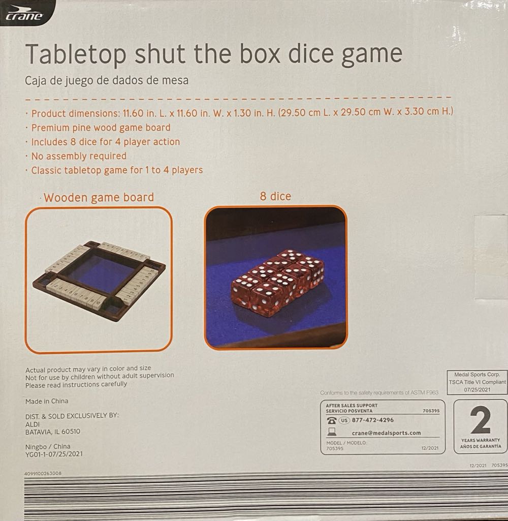 Shut The Box  (1-4) board game collectible - Main Image 2