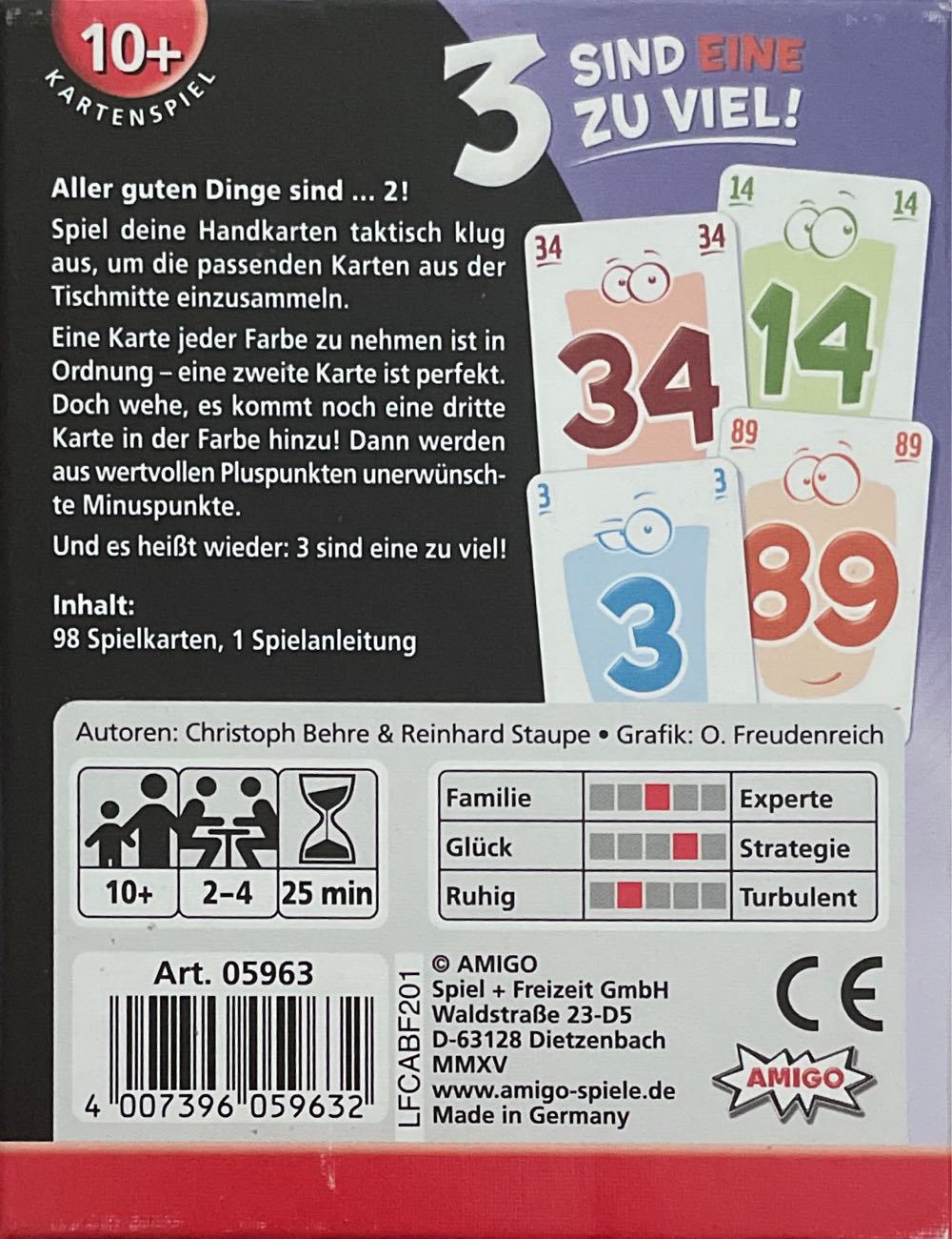 3 sind Eine zuviel  (2-4) board game collectible [Barcode 4007396059632] - Main Image 2