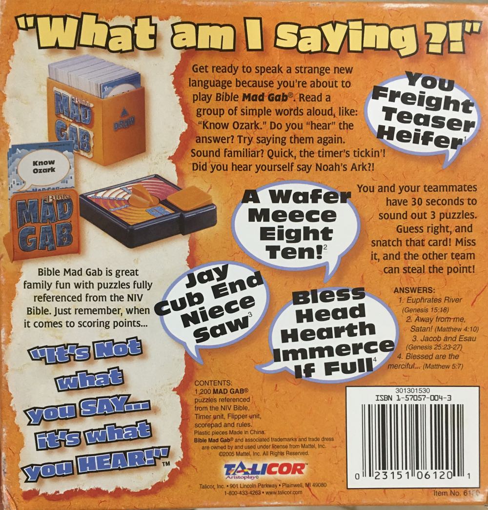 Bible Mad Gab  (2-12) board game collectible [Barcode 023151061201] - Main Image 2