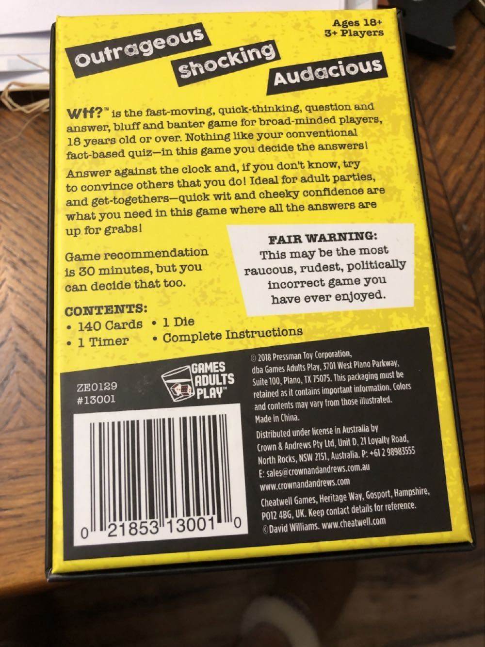 WTF?  (3+) board game collectible [Barcode 021853130010] - Main Image 2