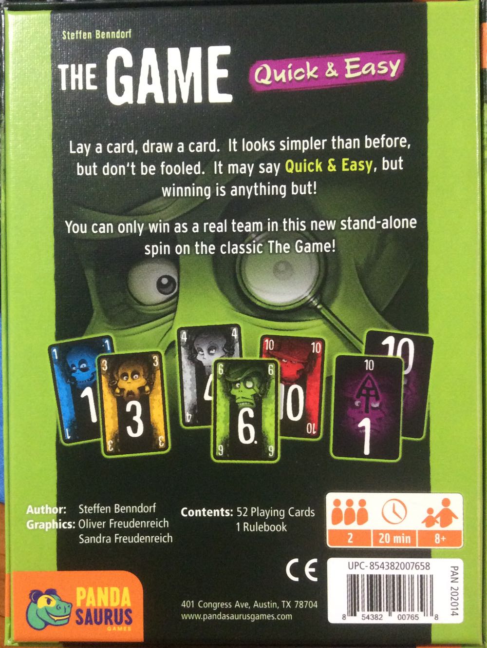 The Game: Quick & Easy  (2-5) board game collectible [Barcode 854382007658] - Main Image 2