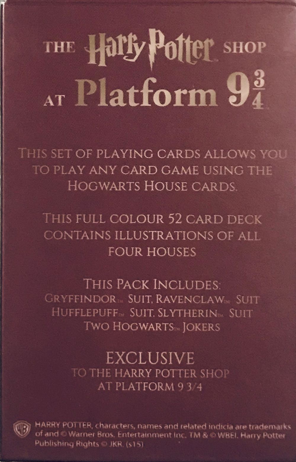 Hogwarts School of Witchcraft and Wizardry Playing Cards  board game collectible [Barcode 12345679459] - Main Image 2