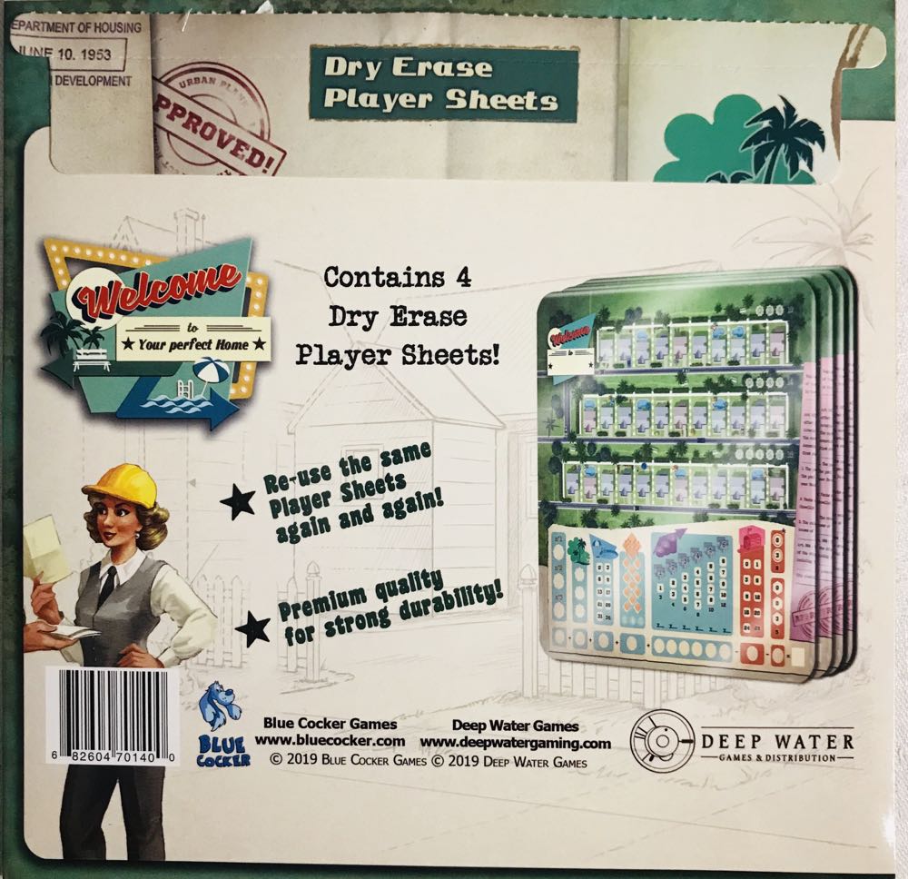 Welcome To: Dry Erase Player Sheets  (1-4) board game collectible [Barcode 682604701400] - Main Image 2